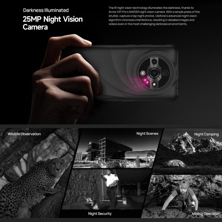 Ulefone Armor X31 Pro 5G, 8GB+256GB, Visão Noturna, Telemóvel Resistente IP68/IP69K, 6,56 polegadas Android 14 MediaTek Dimensity 6300 Octa Core, Rede: 5G, NFC, OTG, Armor X31 Pro