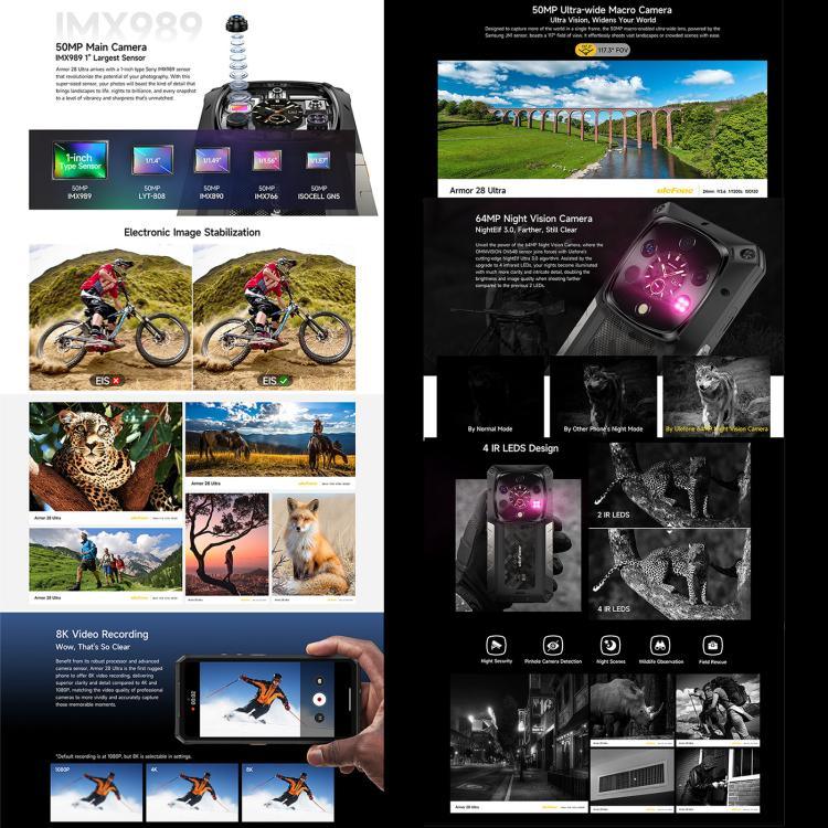 Ulefone Armor 28 Ultra Versão Térmica Telemóvel Resistente, 16GB+1TB, Visão Noturna, 10600mAh, 6,67 polegadas Android 14 MediaTek Dimensity 9300+ Octa Core, Rede: 5G, NFC, Armor 28 Ultra Versão Térmica
