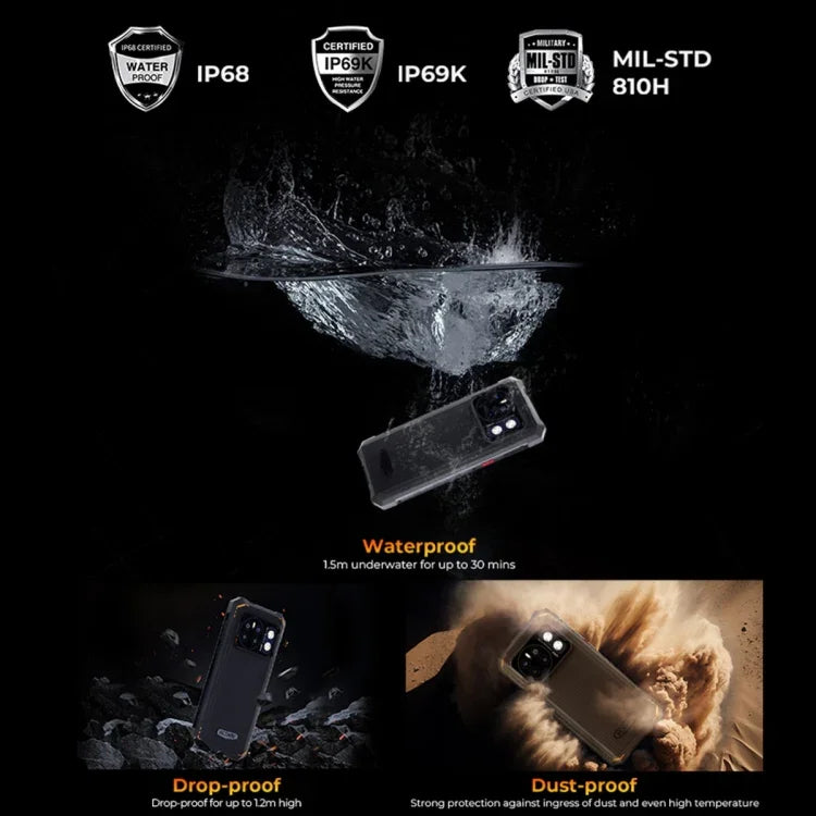 HOTWAV CYBER 13, Telemóvel Resistente IP68/IP69K, 8GB+128GB, 10800mAh, 6,6 polegadas Android 14.0 Unisoc T606 Octa Core, Rede: 4G, NFC, OTG