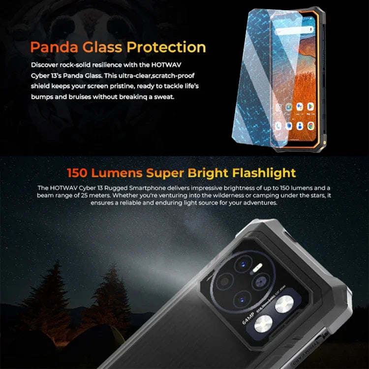HOTWAV CYBER 13, Telemóvel Resistente IP68/IP69K, 8GB+128GB, 10800mAh, 6,6 polegadas Android 14.0 Unisoc T606 Octa Core, Rede: 4G, NFC, OTG
