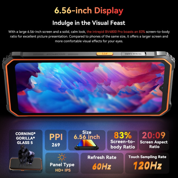 Blackview BV4800 Pro, 4GB+128GB, IP68/IP69K/MIL-STD-810H, 6,56 polegadas Android 14 Unisoc T606 Octa Core, Rede: 4G, OTG