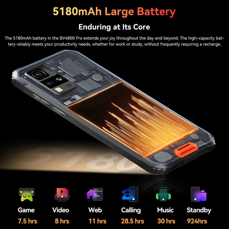 Blackview BV4800 Pro, 4GB+128GB, IP68/IP69K/MIL-STD-810H, 6,56 polegadas Android 14 Unisoc T606 Octa Core, Rede: 4G, OTG