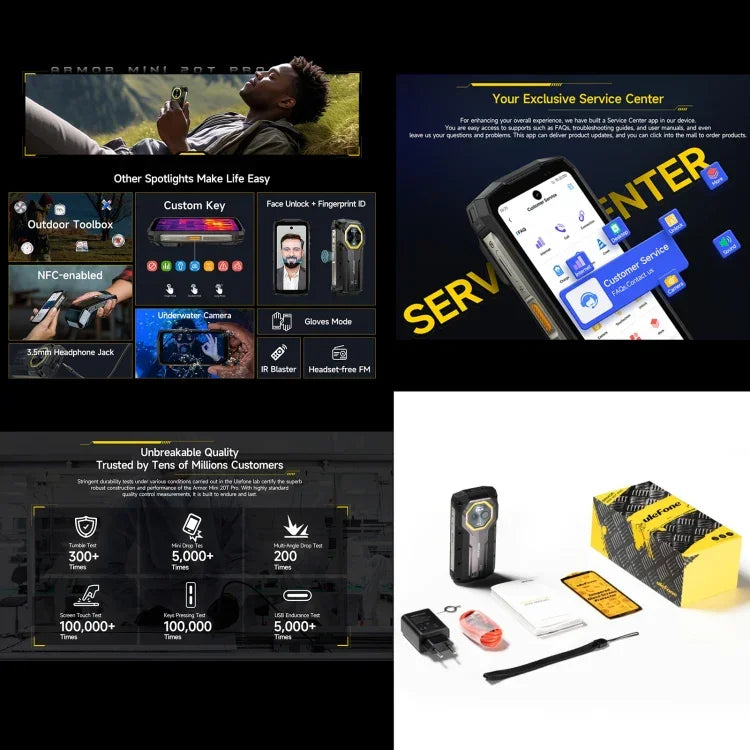 Ulefone Armor Mini 20T Pro, Imagem Térmica, 8GB+256GB, Telemóvel Resistente IP68/IP69K, 4,7 polegadas Android 14 MediaTek Dimensity 6300 5G Octa Core, Rede: 5G, NFC, OTG, Armor Mini 20T Pro