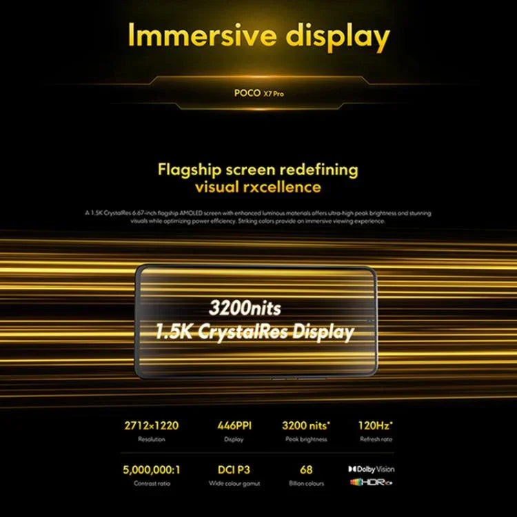 Xiaomi POCO X7 Pro 5G Global, 12GB+256GB, Leitor de Impressões Digitais no Ecrã, 6,67 polegadas Xiaomi HyperOS 2 MediaTek Dimensity 8400-Ultra Octa Core, NFC, Rede: 5G, 12GB+256GB