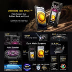 Ulefone Armor 30 Pro Telemóvel Resistente, 16GB+512GB, Visão Noturna, Ecrã Duplo 6,95 polegadas + 3,4 polegadas Android 14 MediaTek Dimensity 7300X Octa Core, Rede: 5G, OTG, NFC, Armor 30 Pro