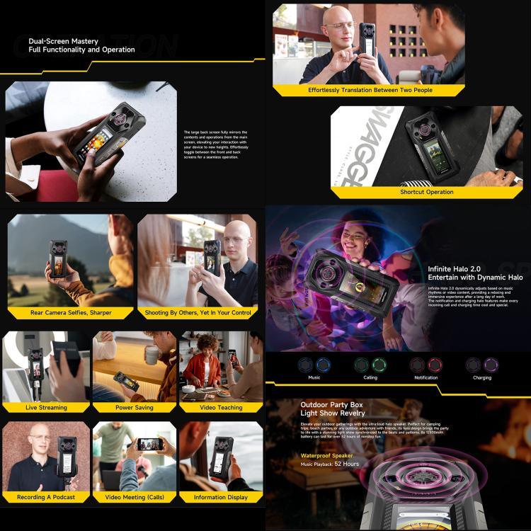 Ulefone Armor 30 Pro Telemóvel Resistente, 16GB+512GB, Visão Noturna, Ecrã Duplo 6,95 polegadas + 3,4 polegadas Android 14 MediaTek Dimensity 7300X Octa Core, Rede: 5G, OTG, NFC, Armor 30 Pro