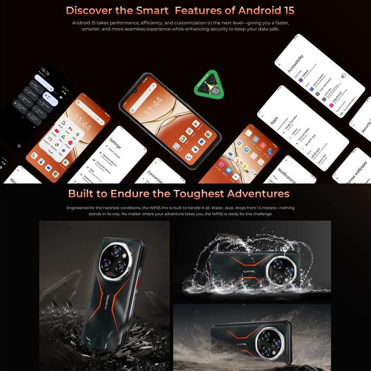 Oukitel WP55 Pro 5G Telefone Robusto, 16GB+512GB, Câmara 108MP, Identificação por Impressão Digital, 6,6 polegadas Android 15 MediaTek Dimensity 7025 Octa Core, NFC, OTG, Rede: 5G, WP55 Pro