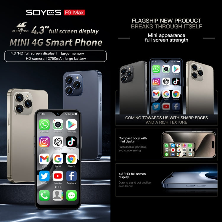 SOYES SOYES F9 Max, 4GB+64GB, 4,3 polegadas Android 12 MTK6762 Octa Core, Rede: 4G, OTG, Dual SIM, 4GB+64GB