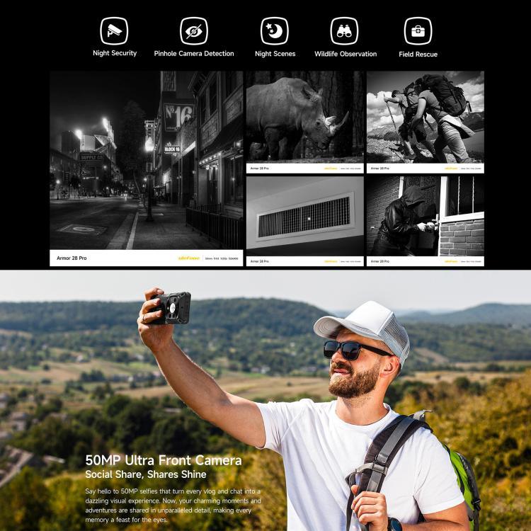 Ulefone Armor 28 Pro Telefone Robusto, 16GB+512GB, Visão Noturna, 10600mAh, 6,67 polegadas + 1,04 polegadas Android 15 MediaTek Dimensity 7300 Octa Core, Rede: 5G, NFC