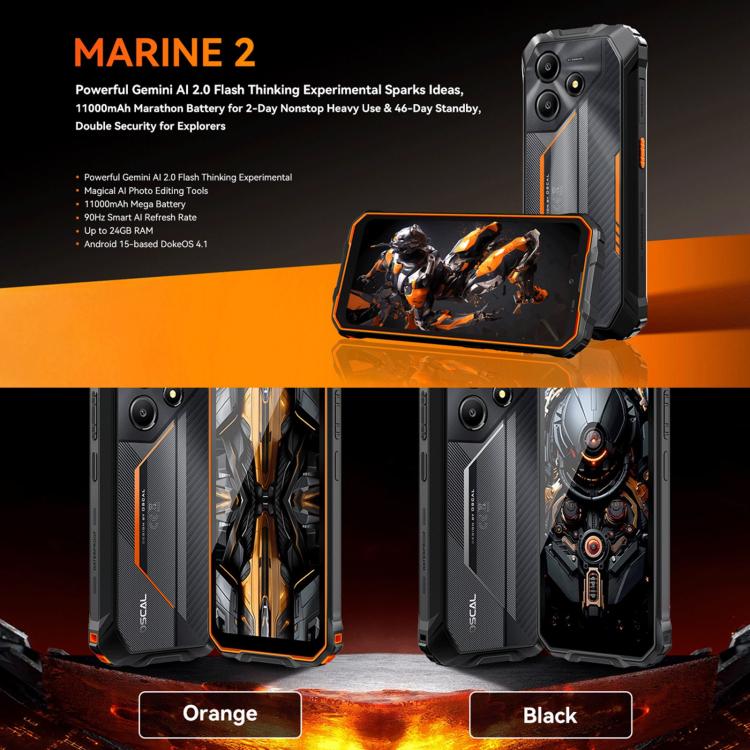 Blackview Oscal Marine 2, 4GB+64GB, 6,56 polegadas Android 15 Unisoc UMS9230E T615 Octa Core, Rede: 4G, OTG, NFC, 4GB+64GB
