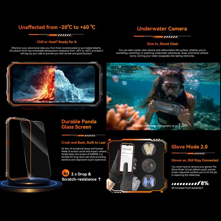 Blackview Oscal Marine 2, 4GB+64GB, 6,56 polegadas Android 15 Unisoc UMS9230E T615 Octa Core, Rede: 4G, OTG, NFC, 4GB+64GB