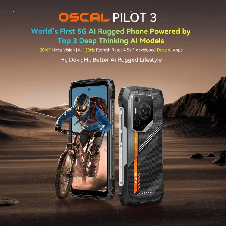 Blackview Oscal Pilot 3 5G Telemóvel Resistente, 12GB+256GB, Câmara de Visão Noturna, 6,56 polegadas Android 15 MediaTek Dimensity 6300 Octa Core, Rede: 5G, OTG, NFC