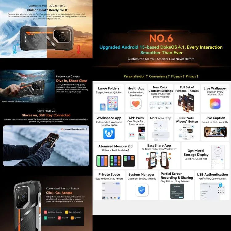 Blackview Oscal Pilot 3 5G Telemóvel Resistente, 12GB+256GB, Câmara de Visão Noturna, 6,56 polegadas Android 15 MediaTek Dimensity 6300 Octa Core, Rede: 5G, OTG, NFC