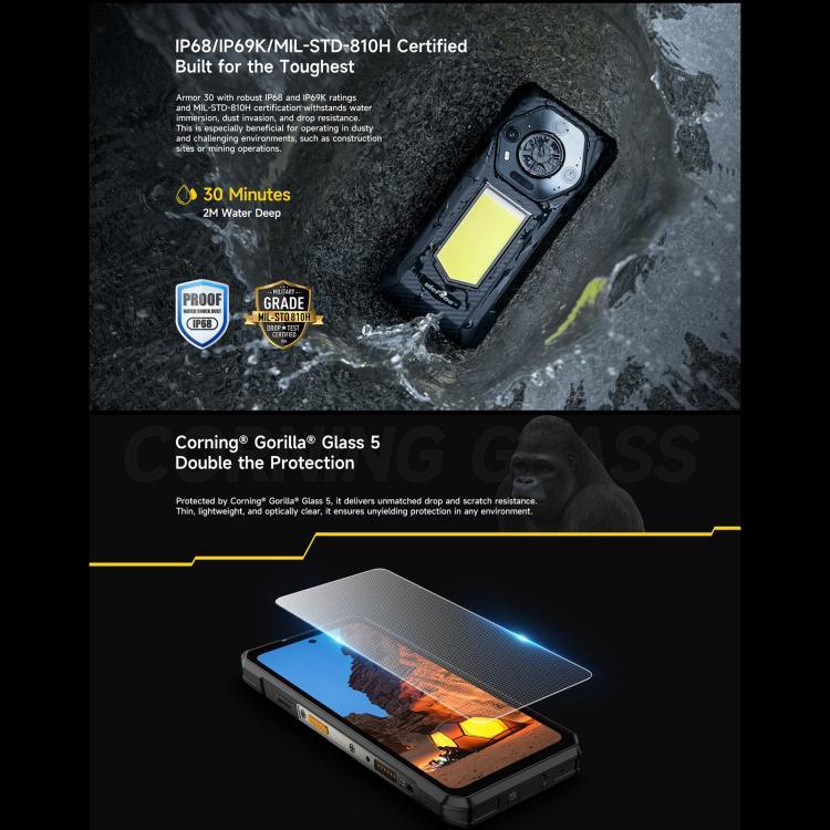Ulefone Armor 30, 12GB+512GB, Visão Noturna, Telemóvel Resistente IP68/IP69K, 6,95 polegadas Android 15 MediaTek Helio G100 Octa Core, Rede: 4G, NFC, OTG, Armor 30
