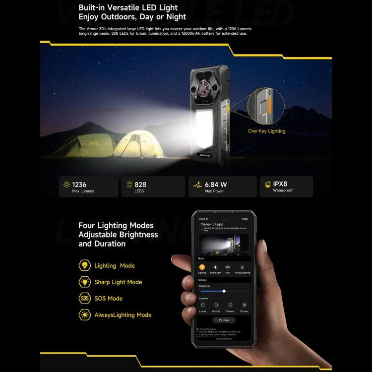 Ulefone Armor 30, 12GB+512GB, Visão Noturna, Telemóvel Resistente IP68/IP69K, 6,95 polegadas Android 15 MediaTek Helio G100 Octa Core, Rede: 4G, NFC, OTG, Armor 30