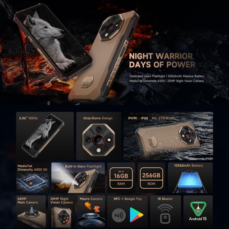 Ulefone Armor X16 Pro, 5GB+256GB, Visão Noturna, Telemóvel Resistente IP68/IP69K, 6,56 polegadas Android 15 MediaTek Dimensity 6300 Octa Core, Rede: 5G, NFC, OTG, Armor X16 Pro, 8GB+256GB