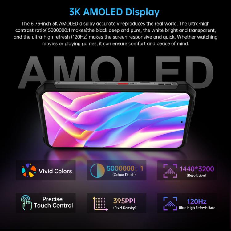 Telemóvel robusto Unihertz Tank 4 Pro com projetor, 16GB+512GB, visão noturna, ecrã de 6.73 polegadas Android 13 Dimensity 8300 Octa Core, rede: 5G, NFC, 16GB+512GB