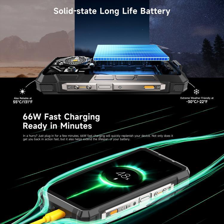 Ulefone Armor 33 Telemóvel Resistente, 12GB+512GB, 6,95 polegadas Android 15 MediaTek Helio G100 Octa Core, Rede: 4G, OTG, NFC, Luz LED, Armor 33