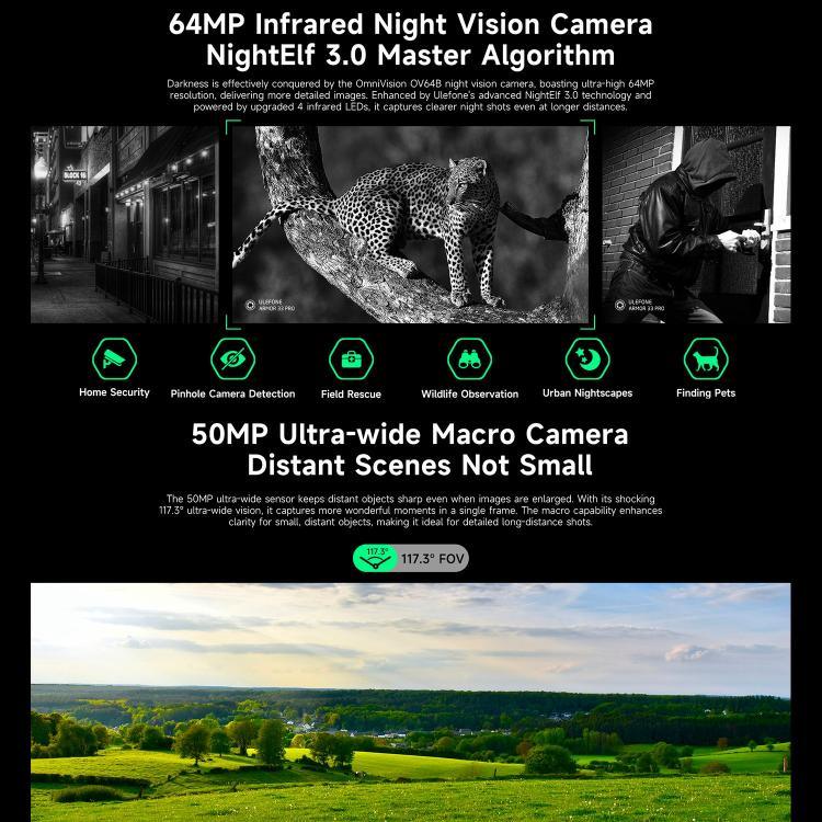 Ulefone Armor 33 Pro Telemóvel Resistente, 16GB+512GB, Visão Noturna, 6,95 polegadas + 3,4 polegadas Ecrã Duplo Android 14 MediaTek Dimensity 7300X Octa Core, Rede: 5G, OTG, NFC, Armor 33 Pro