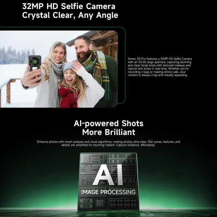 Ulefone Armor 33 Pro Telemóvel Resistente, 16GB+512GB, Visão Noturna, 6,95 polegadas + 3,4 polegadas Ecrã Duplo Android 14 MediaTek Dimensity 7300X Octa Core, Rede: 5G, OTG, NFC, Armor 33 Pro