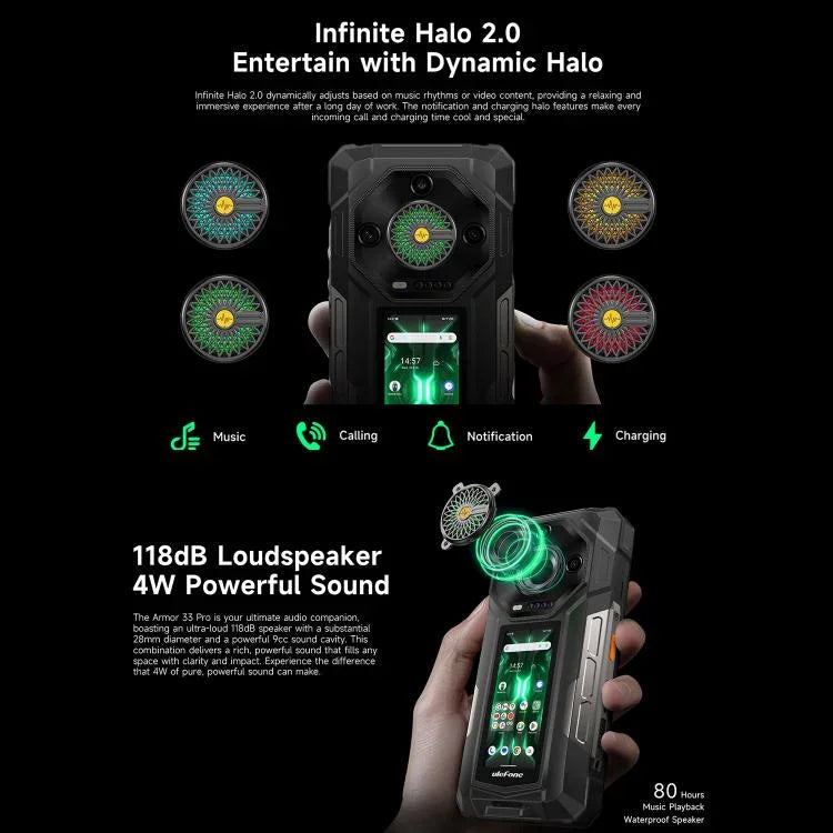 Ulefone Armor 33 Pro Telemóvel Resistente, 16GB+512GB, Visão Noturna, 6,95 polegadas + 3,4 polegadas Ecrã Duplo Android 14 MediaTek Dimensity 7300X Octa Core, Rede: 5G, OTG, NFC, Armor 33 Pro