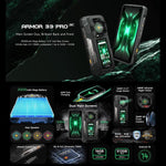 Ulefone Armor 33 Pro Telemóvel Resistente, 16GB+512GB, Visão Noturna, 6,95 polegadas + 3,4 polegadas Ecrã Duplo Android 14 MediaTek Dimensity 7300X Octa Core, Rede: 5G, OTG, NFC, Armor 33 Pro