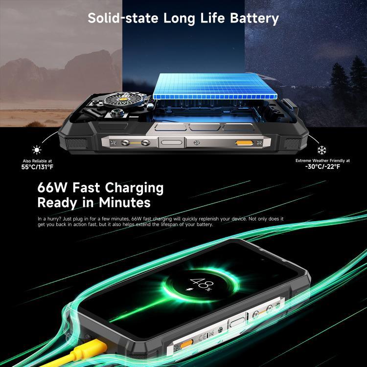 Ulefone Armor 33 Pro Telemóvel Resistente, 16GB+512GB, Visão Noturna, 6,95 polegadas + 3,4 polegadas Ecrã Duplo Android 14 MediaTek Dimensity 7300X Octa Core, Rede: 5G, OTG, NFC, Armor 33 Pro