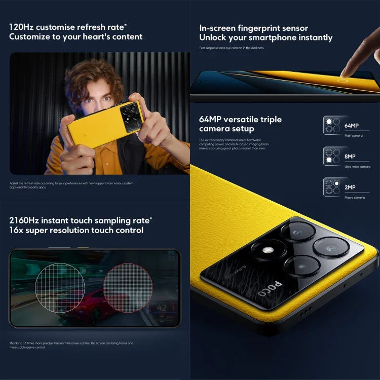 Xiaomi POCO X6 Pro Global, 12GB+512GB, Leitor de Impressões Digitais no Ecrã, 6,67 polegadas Xiaomi HyperOS MediaTek Dimensity 8300-Ultra Octa Core 3.35GHz, NFC, Rede: 5G