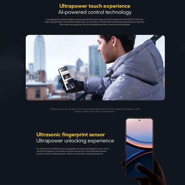 Xiaomi POCO F7 Ultra Global, 12GB+256GB, Leitor de Impressões Digitais no Ecrã, 6,67 polegadas Xiaomi HyperOS 2 Snapdragon 8 Elite Octa Core, NFC, Rede: 5G, 12GB+256GB