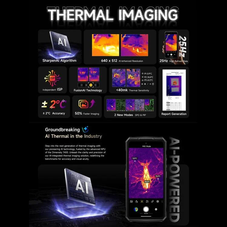 Ulefone Armor 29 Pro Versão Térmica Telemóvel Robusto, 16GB+512GB, Visão Noturna, 6,67 polegadas + 1,04 polegadas Android 15 MediaTek Dimensity 7400 Octa Core, Rede: 5G, OTG, NFC, Armor 29 Pro Versão Térmica