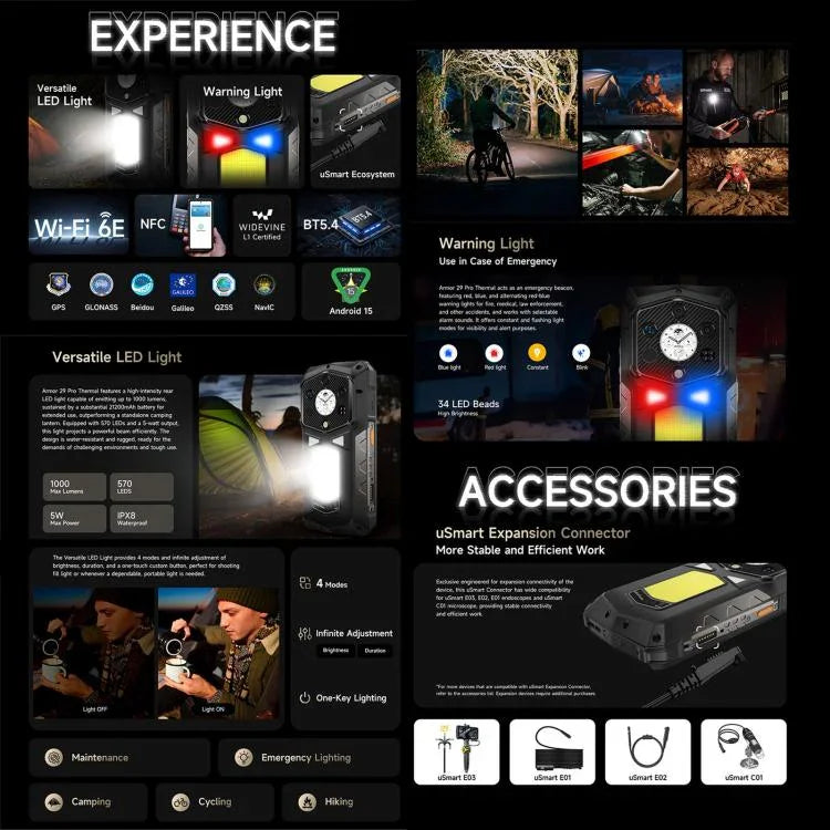 Ulefone Armor 29 Pro Versão Térmica Telemóvel Robusto, 16GB+512GB, Visão Noturna, 6,67 polegadas + 1,04 polegadas Android 15 MediaTek Dimensity 7400 Octa Core, Rede: 5G, OTG, NFC, Armor 29 Pro Versão Térmica
