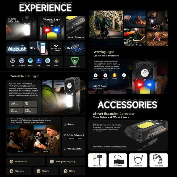 Ulefone Armor 29 Pro Telemóvel Robusto, 16GB+512GB, Visão Noturna, 6,67 polegadas + 1,04 polegadas Android 15 MediaTek Dimensity 7400 Octa Core, Rede: 5G, OTG, NFC, Armor 29 Pro