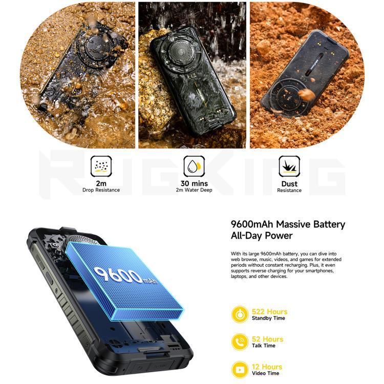 Ulefone RugKing, 8GB+256GB, Telemóvel Robusto IP68/IP69K, 5,99 polegadas Android 15 Unisoc T7255 Octa Core, Rede: 4G, NFC, OTG, RugKing, 8GB+256GB