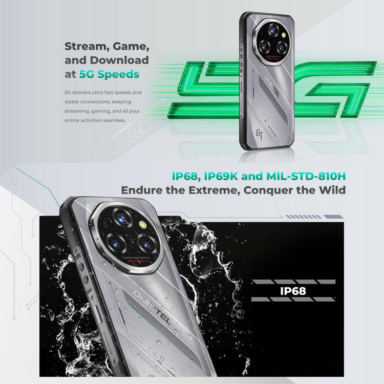 Oukitel WP62 Telemóvel Robusto, 16GB+512GB, Câmara 108MP, Identificação por Impressão Digital, 6,6 polegadas Android 15 MediaTek Dimensity 7025 Octa Core, NFC, OTG, Rede: 5G, 16GB+512GB