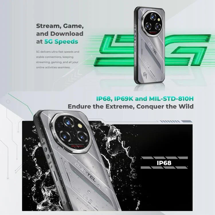 Oukitel WP62 Telemóvel Robusto, 12GB+512GB, Câmara 108MP, Identificação por Impressão Digital, 6,6 polegadas Android 15 MediaTek Dimensity 7025 Octa Core, NFC, OTG, Rede: 5G, 12GB+512GB