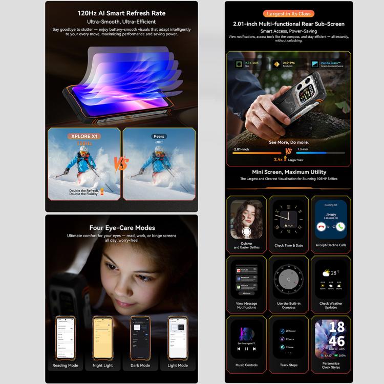 Blackview XPLORE X1, 12GB+256GB, 6,78 polegadas Android 15 Dimensity 7050 MT8791V/HZA Octa Core, Rede: 5G, OTG, NFC, XPLORE X1 12GB+256GB