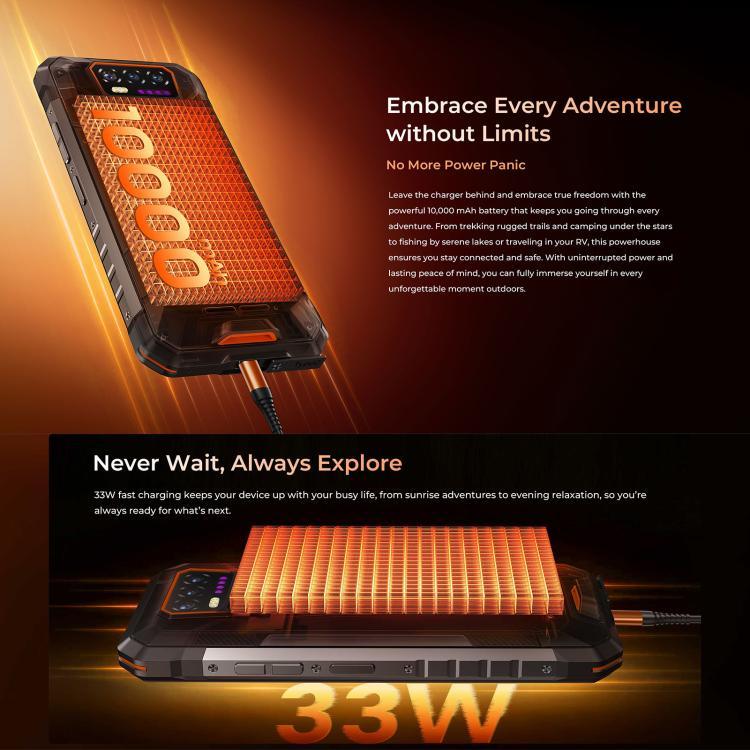 Telemóvel robusto Oukitel WP58 Pro, 8GB+512GB, identificação lateral por impressão digital, 6,7 polegadas Android 15 UMS9621S Octa Core, NFC, OTG, Rede: 5G, 8GB+512GB
