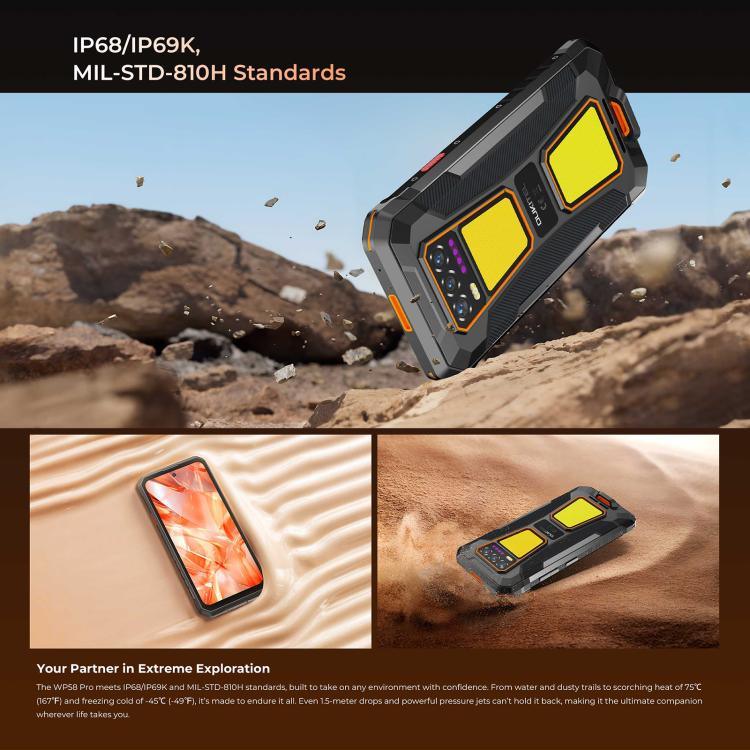 Telemóvel robusto Oukitel WP58 Pro, 8GB+512GB, identificação lateral por impressão digital, 6,7 polegadas Android 15 UMS9621S Octa Core, NFC, OTG, Rede: 5G, 8GB+512GB