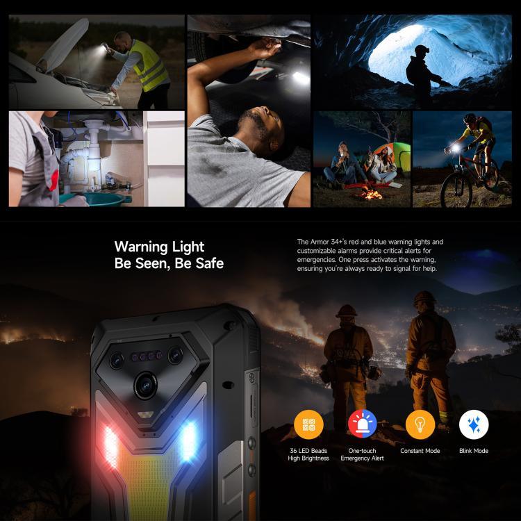 Ulefone Armor 34+, 16GB+512GB, Visão Noturna, Telemóvel robusto IP68/IP69K, 6,95 polegadas Android 15 MediaTek Dimensity 7400X Octa Core, Rede: 5G, NFC, OTG, Armor 34+