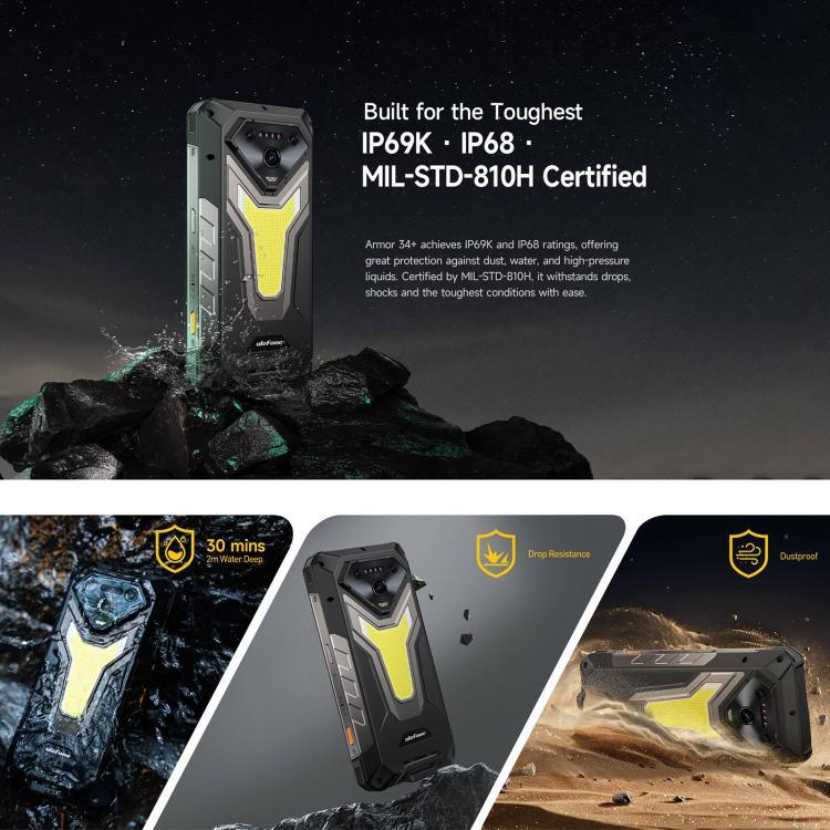 Ulefone Armor 34+, 16GB+512GB, Visão Noturna, Telemóvel robusto IP68/IP69K, 6,95 polegadas Android 15 MediaTek Dimensity 7400X Octa Core, Rede: 5G, NFC, OTG, Armor 34+