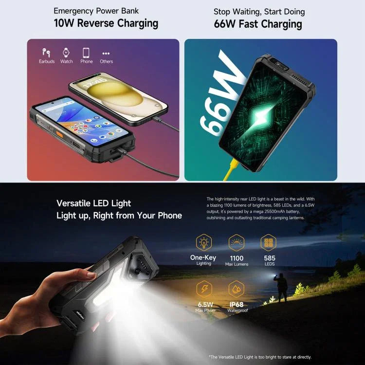 Ulefone Armor 34 Pro+ Projetor, 16GB+512GB, Visão Noturna, Telemóvel robusto IP68/IP69K, 6,95 polegadas Android 15 MediaTek Dimensity 7400X Octa Core, Rede: 5G, NFC, OTG, Armor 34 Pro+