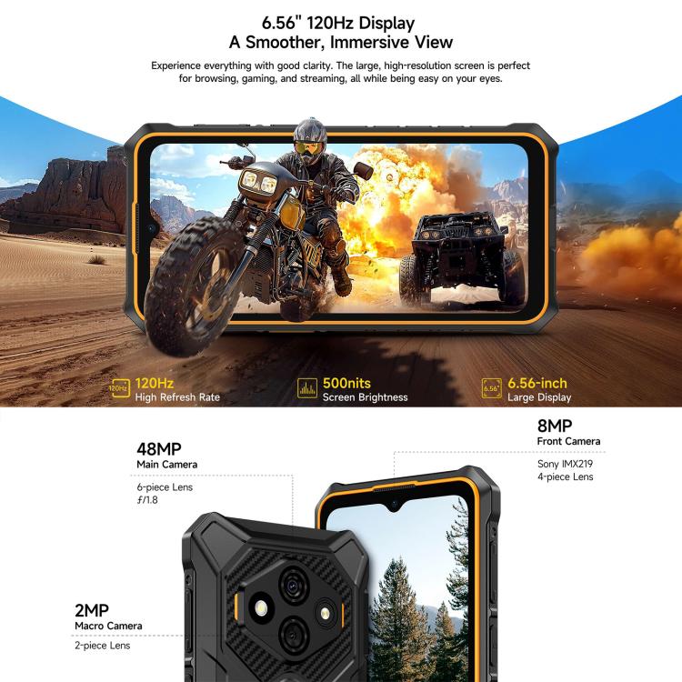 Ulefone RugKing 3 Pro, 8GB+128GB, Telemóvel Robusto IP68/IP69K, 6,56 polegadas Android 15 Unisoc T7250 Octa Core, Rede: 4G, NFC, OTG, RugKing 3 Pro, RugKing 3 Pro, 8GB+128GB