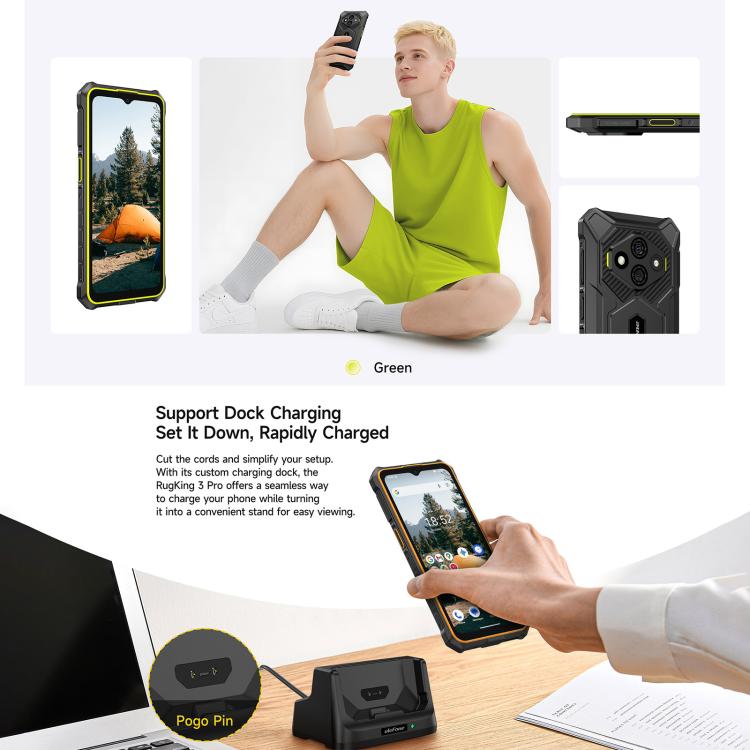 Ulefone RugKing 3 Pro, 8GB+128GB, Telemóvel Robusto IP68/IP69K, 6,56 polegadas Android 15 Unisoc T7250 Octa Core, Rede: 4G, NFC, OTG, RugKing 3 Pro, RugKing 3 Pro, 8GB+128GB