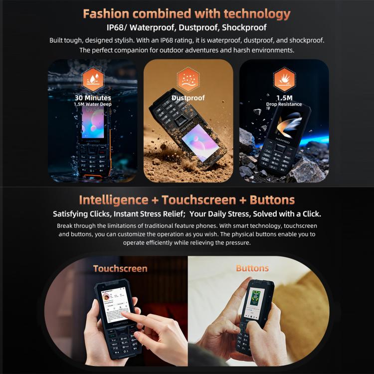 Telefone Resistente HAMTOD H6, 3GB+32GB, 2,83 polegadas Android 11 UNISOC SC9832E Quad-core, Rede: 4G, VoLTE, SOS
