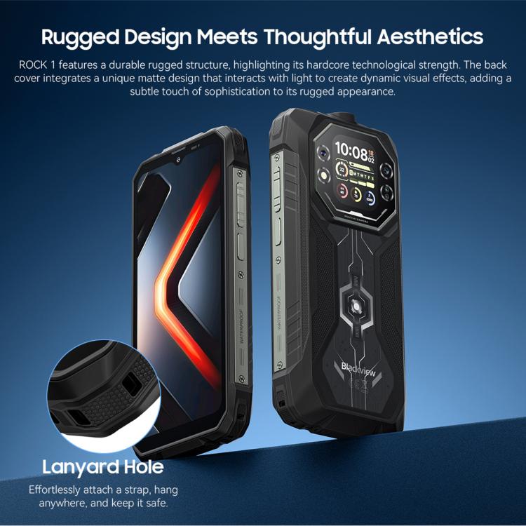 Blackview ROCK 1 Telemóvel Robusto, 8GB+256GB, 6,56 polegadas Android 16 MT6769V/CB Helio G81 Octa Core, Rede: 4G, OTG, NFC, ROCK 1 8GB+256GB