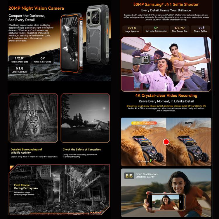 Blackview XPLORE 1 Walkie Talkie Telemóvel Robusto, 12GB+256GB, 6,78 polegadas Android 15 Dimensity 7050 MT8791V/HZA Octa Core, Rede: 5G, OTG, NFC, XPLORE 1 Walkie Talkie 12GB+256GB