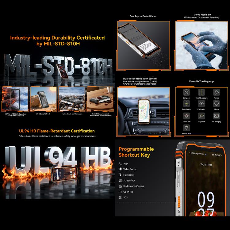 Blackview Oscal TANK 1, 12GB+256GB, 6,78 polegadas Android 15 DokeOS 4.2 Mediatek Dimensity 7050 Octa Core, Rede: 5G, OTG, NFC, 12GB+256GB
