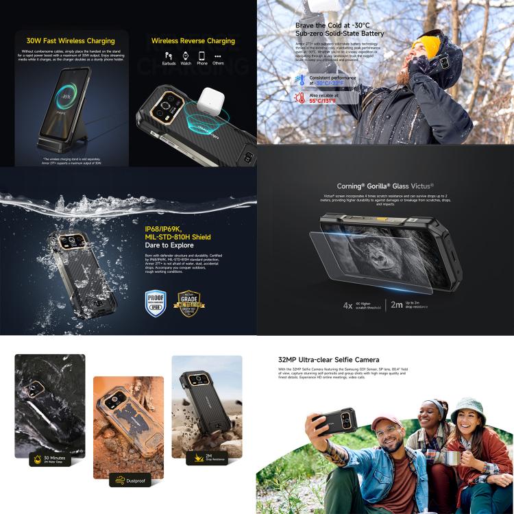Telefone Robusto Ulefone Armor 27T+, 12GB+256GB, Imagem Térmica, Visão Noturna, 10600mAh, 6,78 polegadas Android 14 MediaTek Helio G99 Octa Core, Rede: 4G, NFC, OTG, Armor 27T+