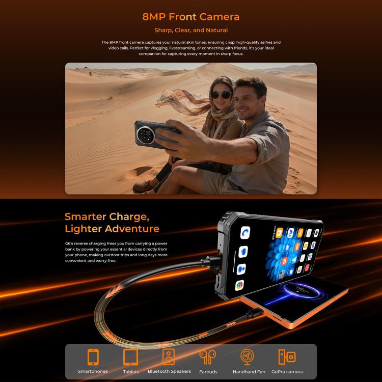 Telefone robusto Oukitel G6, 4GB+128GB, Identificação por impressão digital, Bateria de 10600mAh, 6,52 polegadas Android 16.0 Unisoc T615 Octa Core, NFC, OTG, Rede: 4G, 4GB+128GB