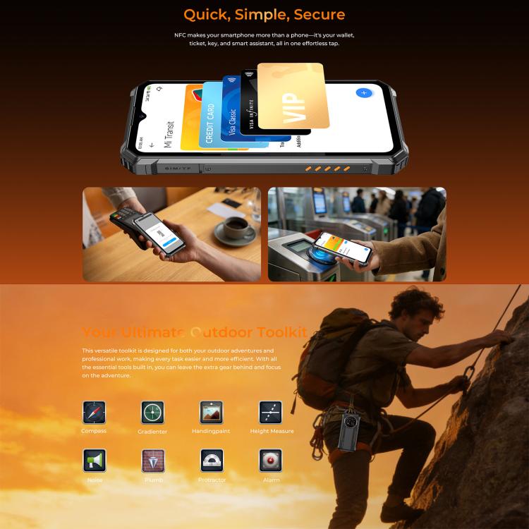 Telefone robusto Oukitel G6, 8GB+256GB, Identificação por impressão digital, Bateria de 10600mAh, 6,52 polegadas Android 16.0 Unisoc T615 Octa Core, NFC, OTG, Rede: 4G, 6GB+256GB